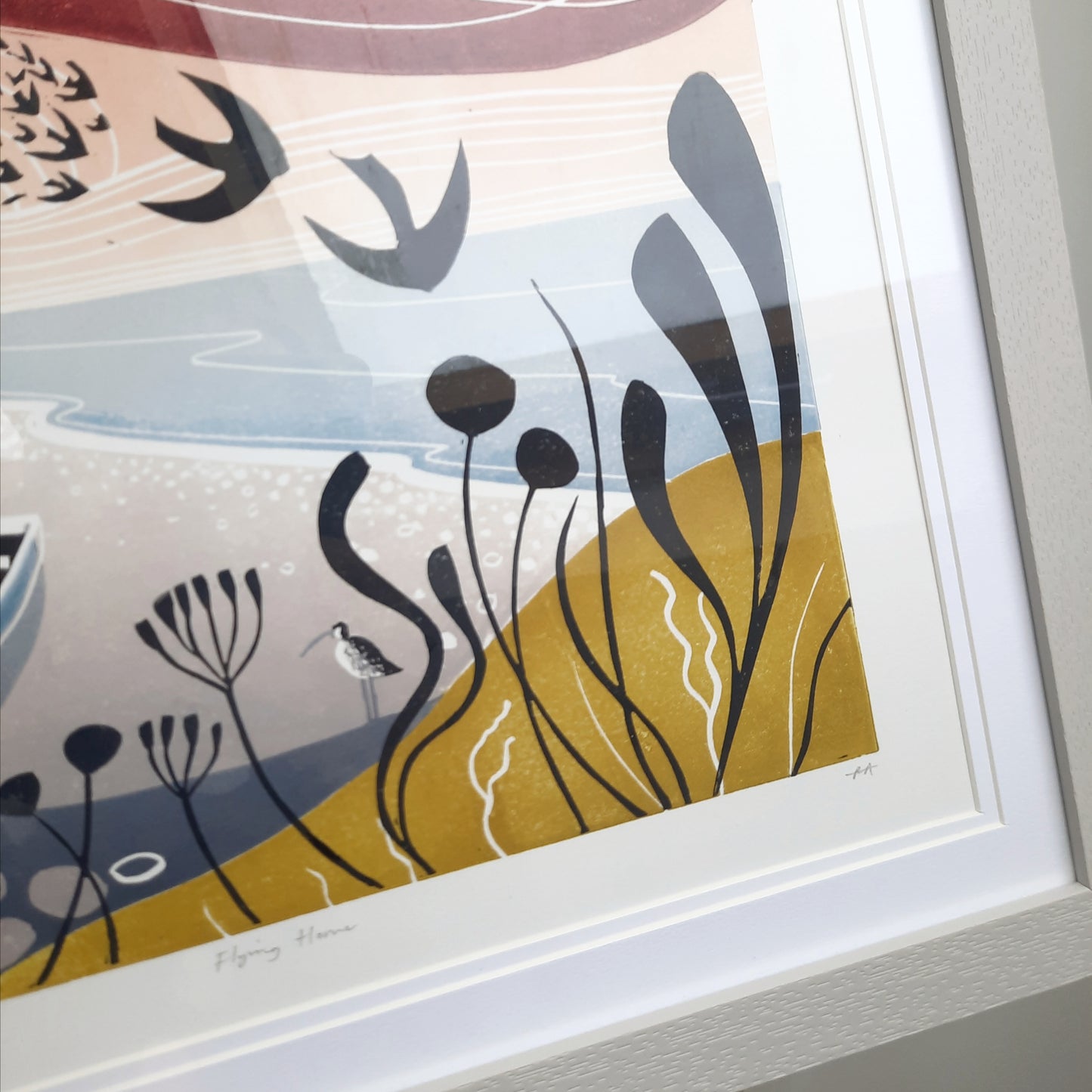 Flying Home - Framed Lino Print