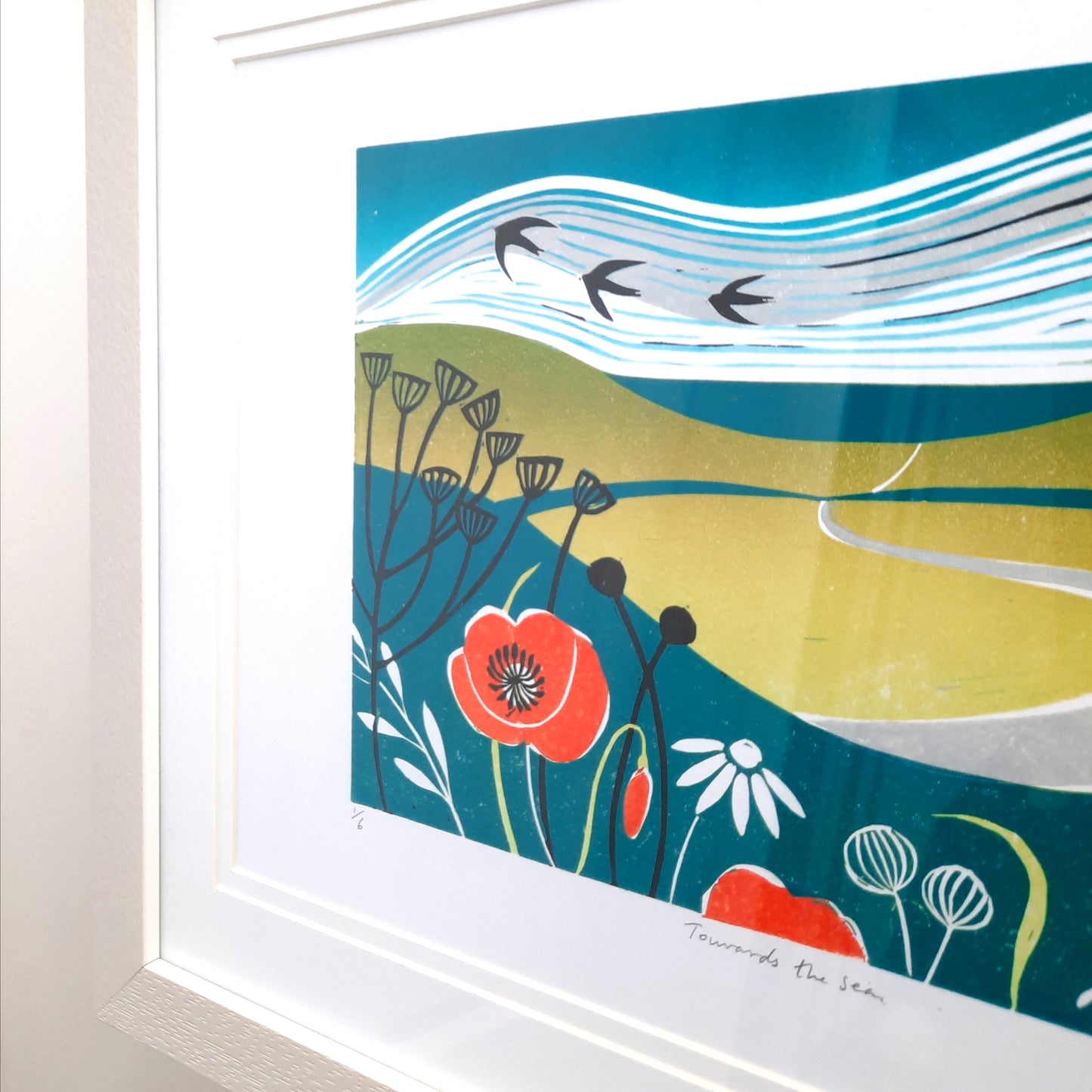 Towards the Sea - Framed Lino Print