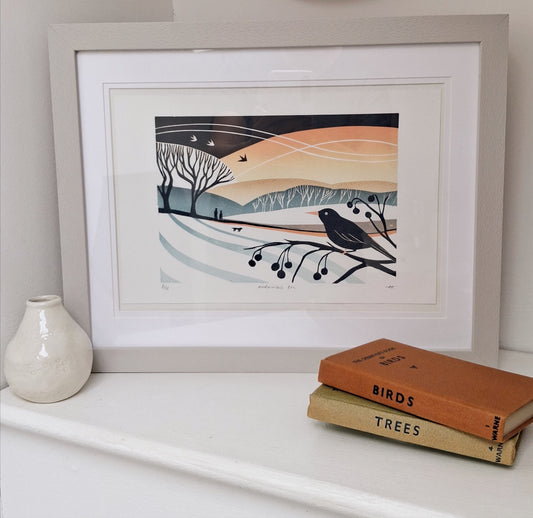 Midwinter's Eve - Framed Lino Print