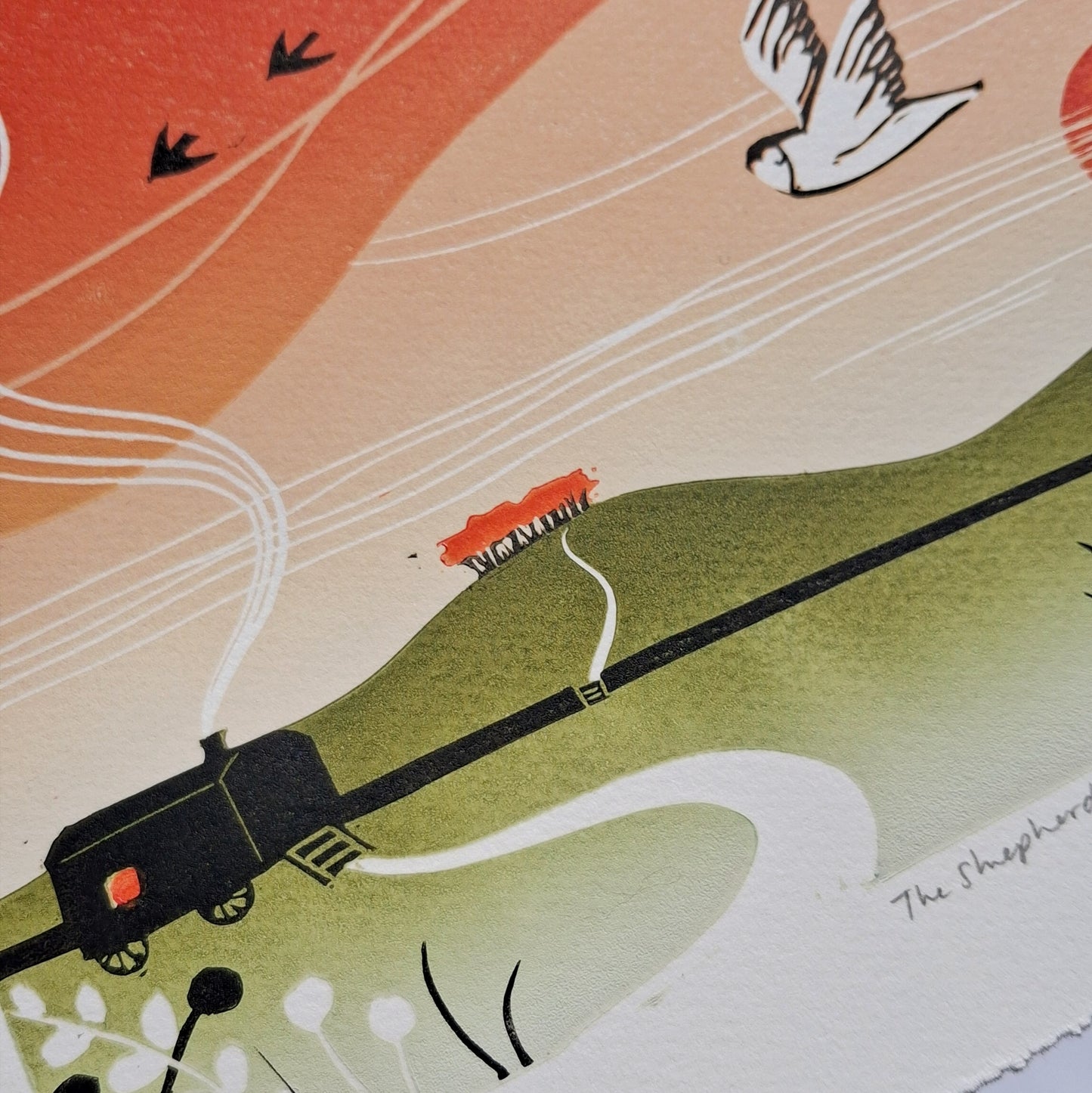 SECONDS The Shepherds Hut Lino Print