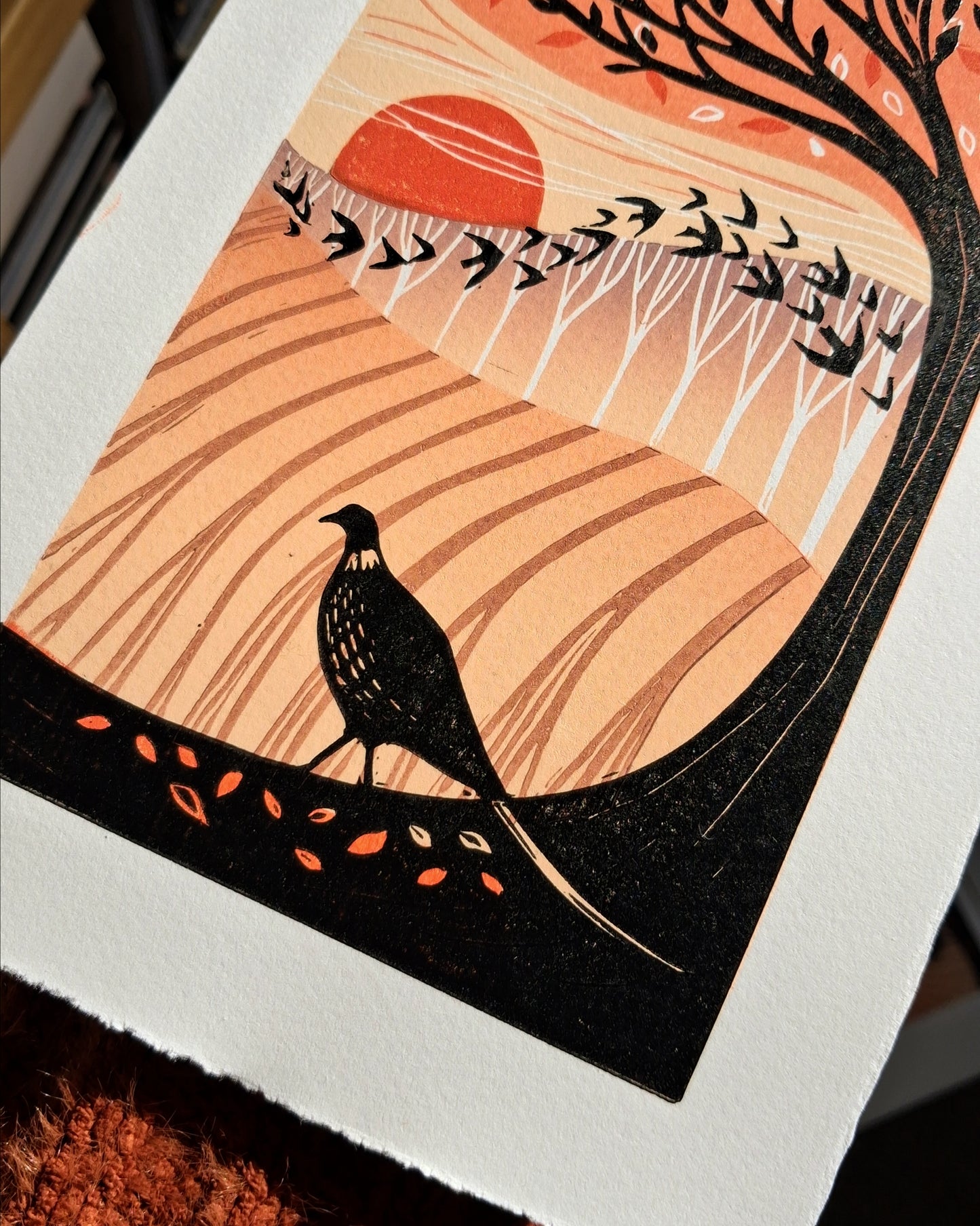 Autumn Shadows - Original Lino Print
