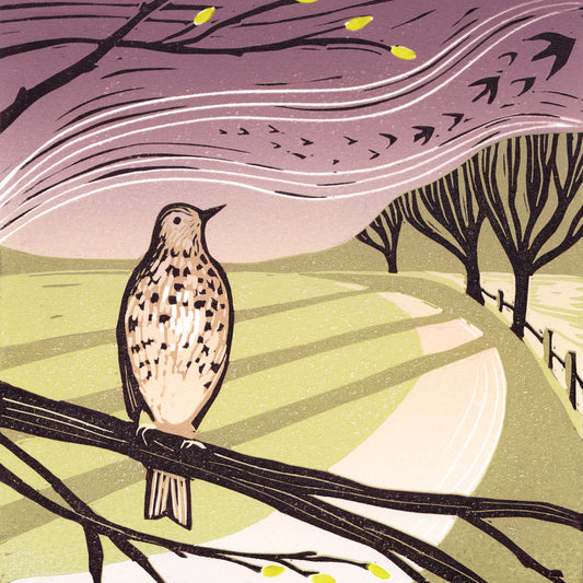 Signs of Spring - Original Lino Print