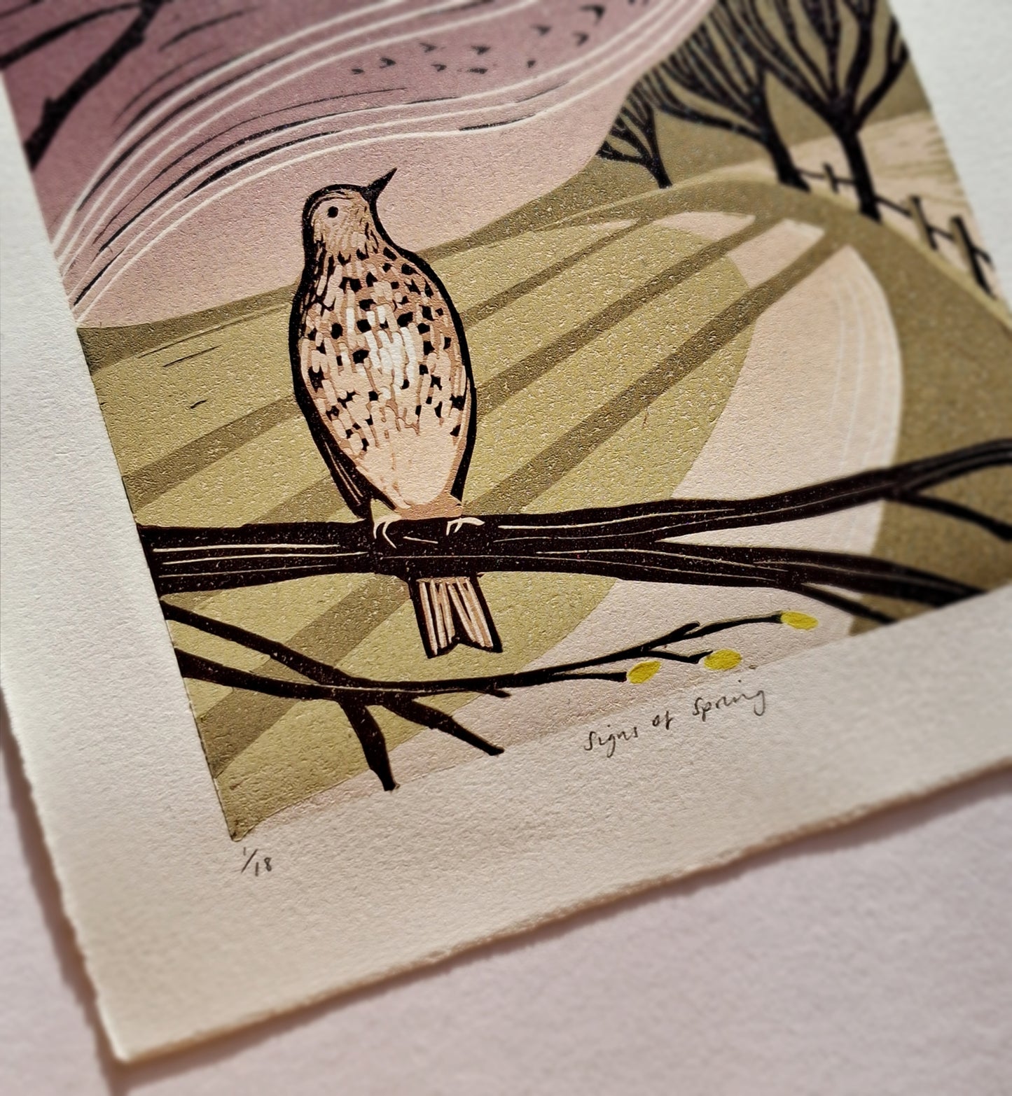 Signs of Spring - Original Lino Print