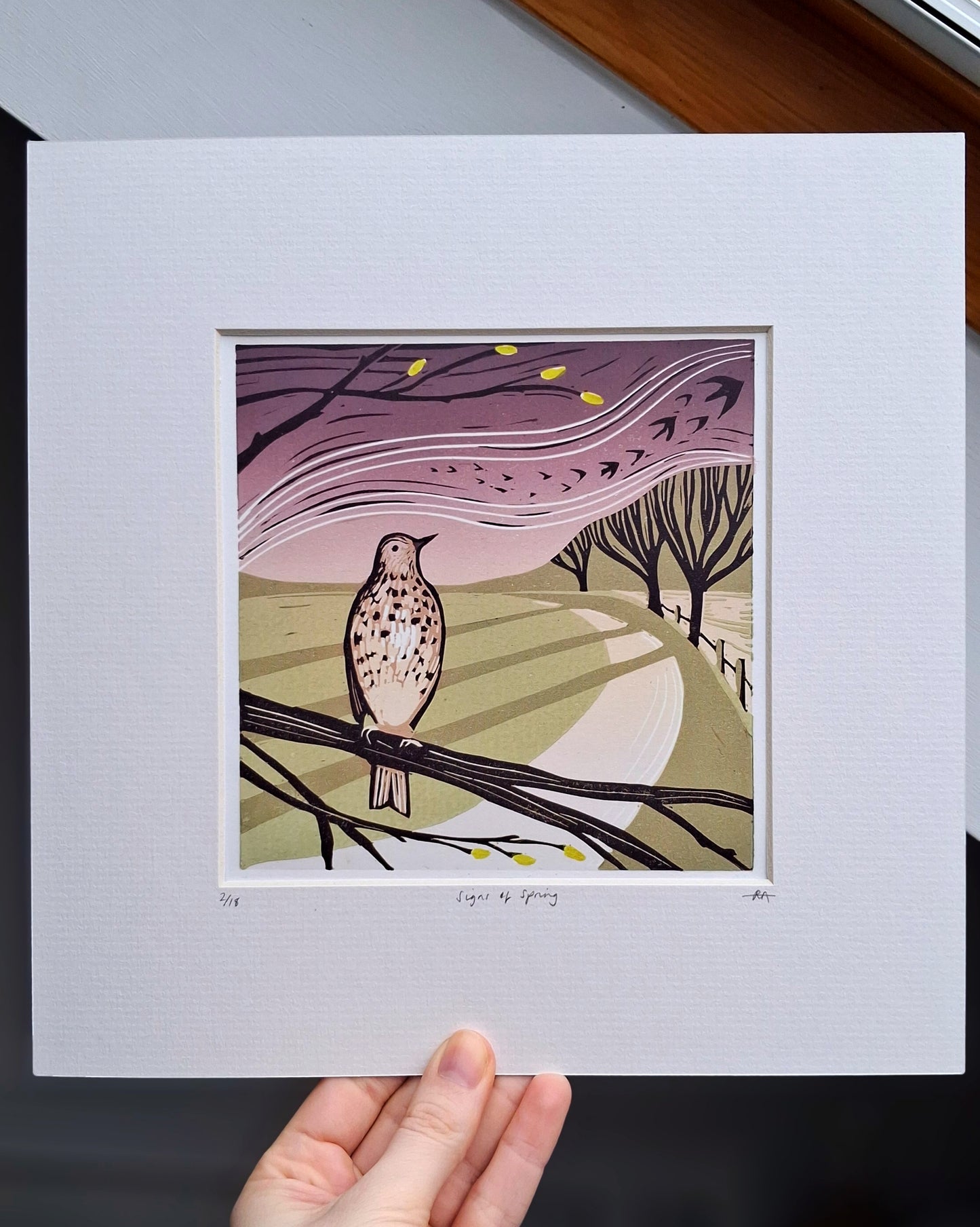 Signs of Spring - Original Lino Print