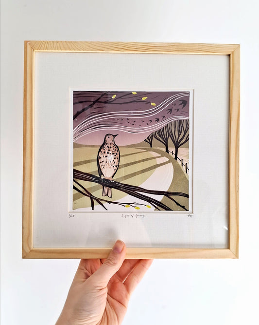 Signs of Spring - Framed Lino Print