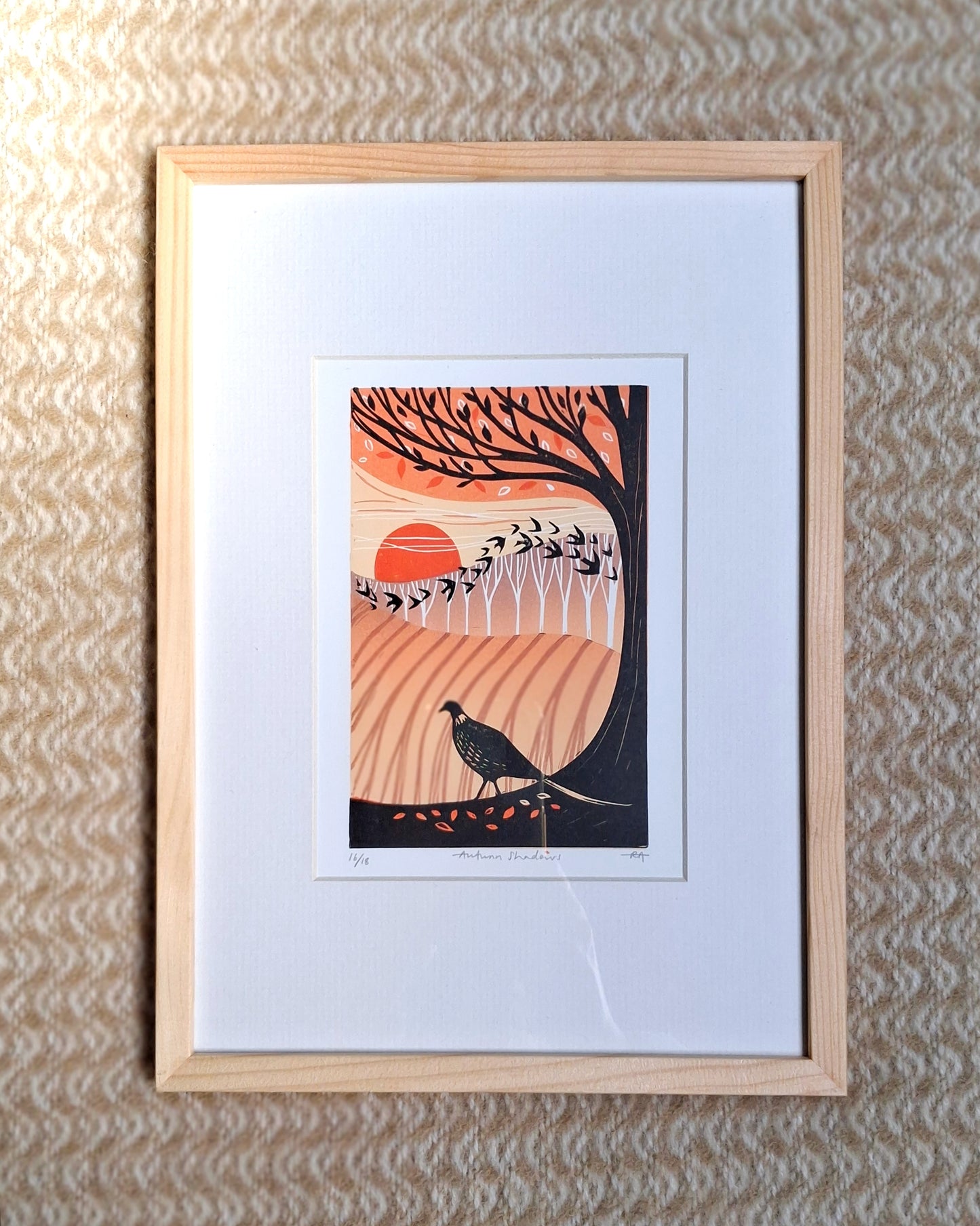 Autumn Shadows - Framed Lino Print