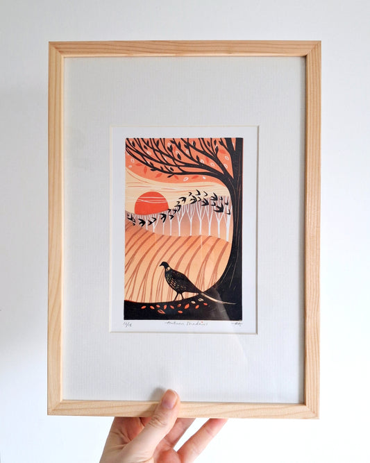 Autumn Shadows - Framed Lino Print