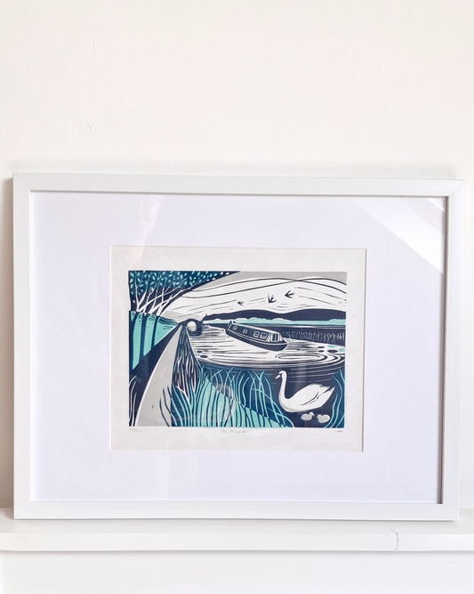 The Towpath - Framed Lino Print