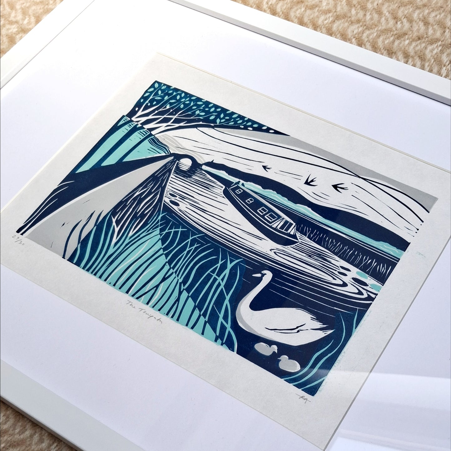 The Towpath - Framed Lino Print