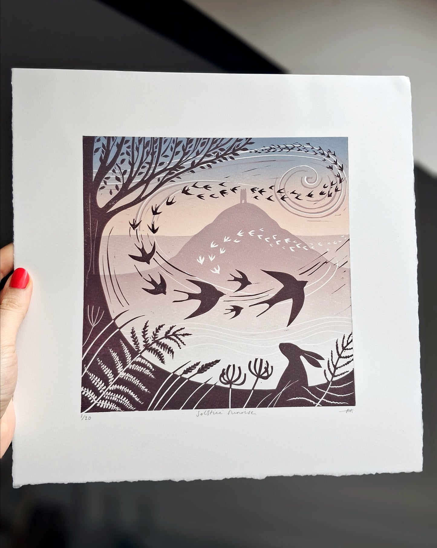 Solstice Sunrise - Original Lino Print