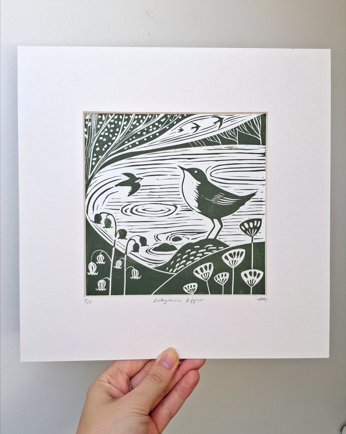 Derbyshire Dipper - Original Lino Print