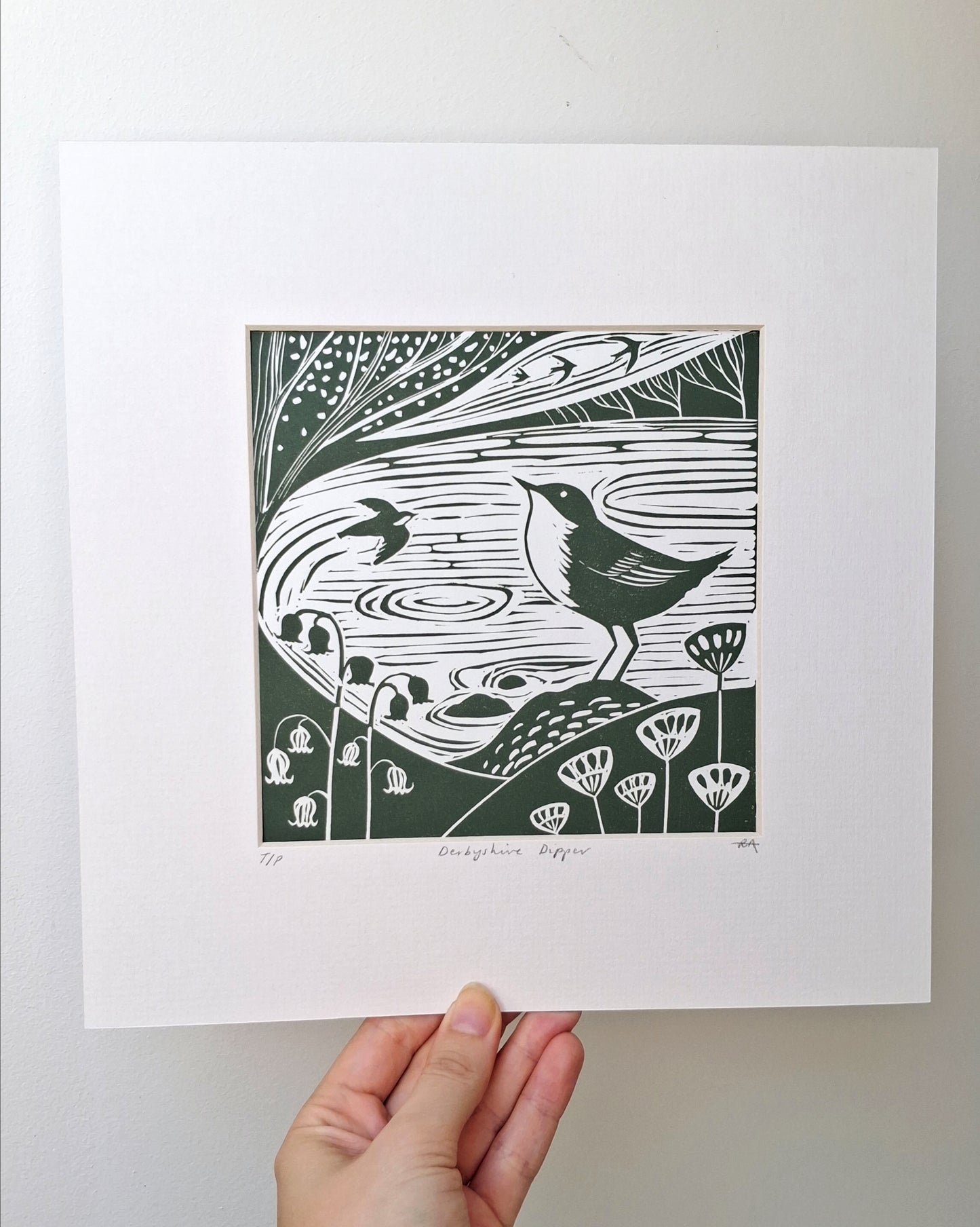 Derbyshire Dipper - Original Lino Print