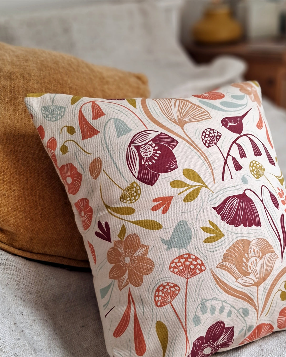 SECONDS - Blooms & Birds Cushion Cover Sample