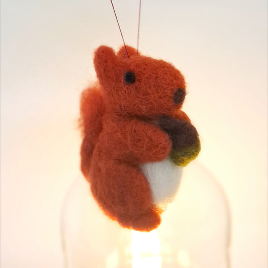 Handmade Needle Felted Red Squirrel Decoration - Made to Order