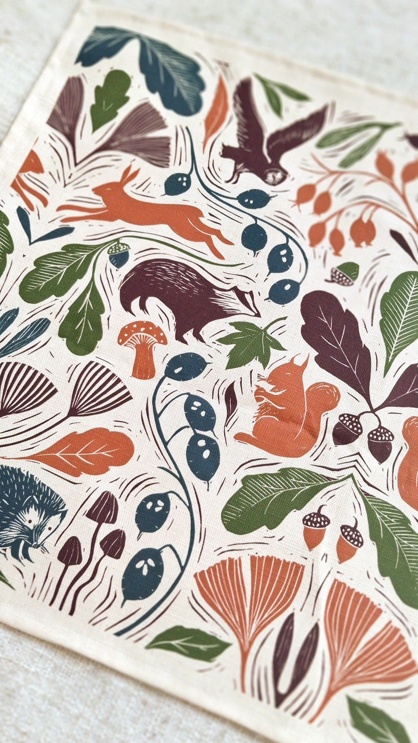 Autumn Delights Tea Towel - Natural Cotton Linen Blend