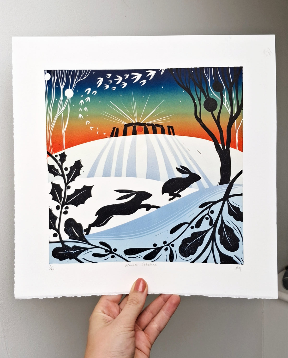 Winter Solstice - Original Lino Print