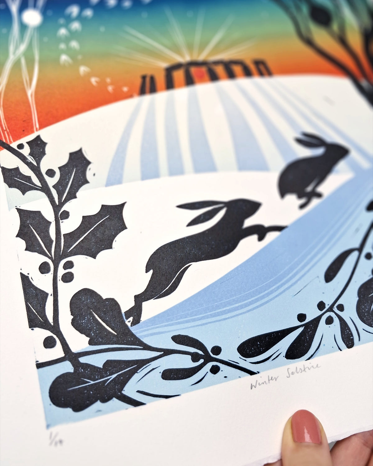 Winter Solstice - Original Lino Print