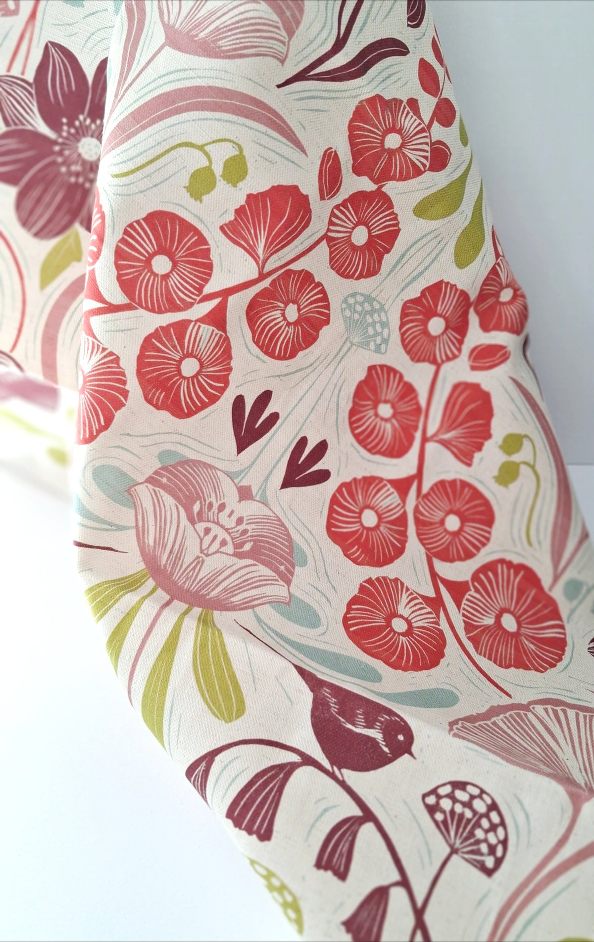 SECONDS - Blooms & Birds Tea Towel Sample