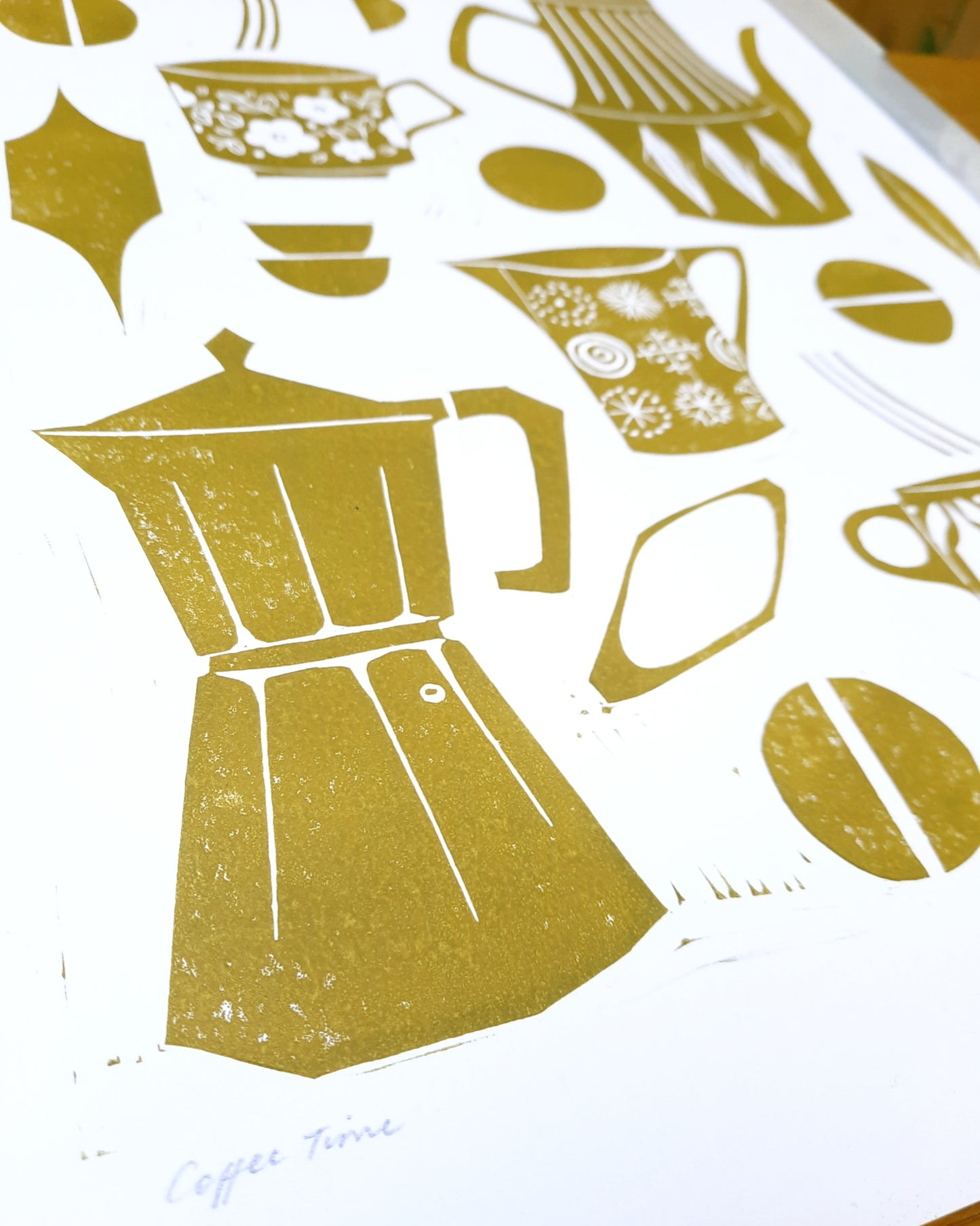 Coffee Time - Original Lino Print