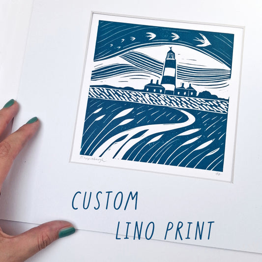 Custom Lino Print - Landscape Location