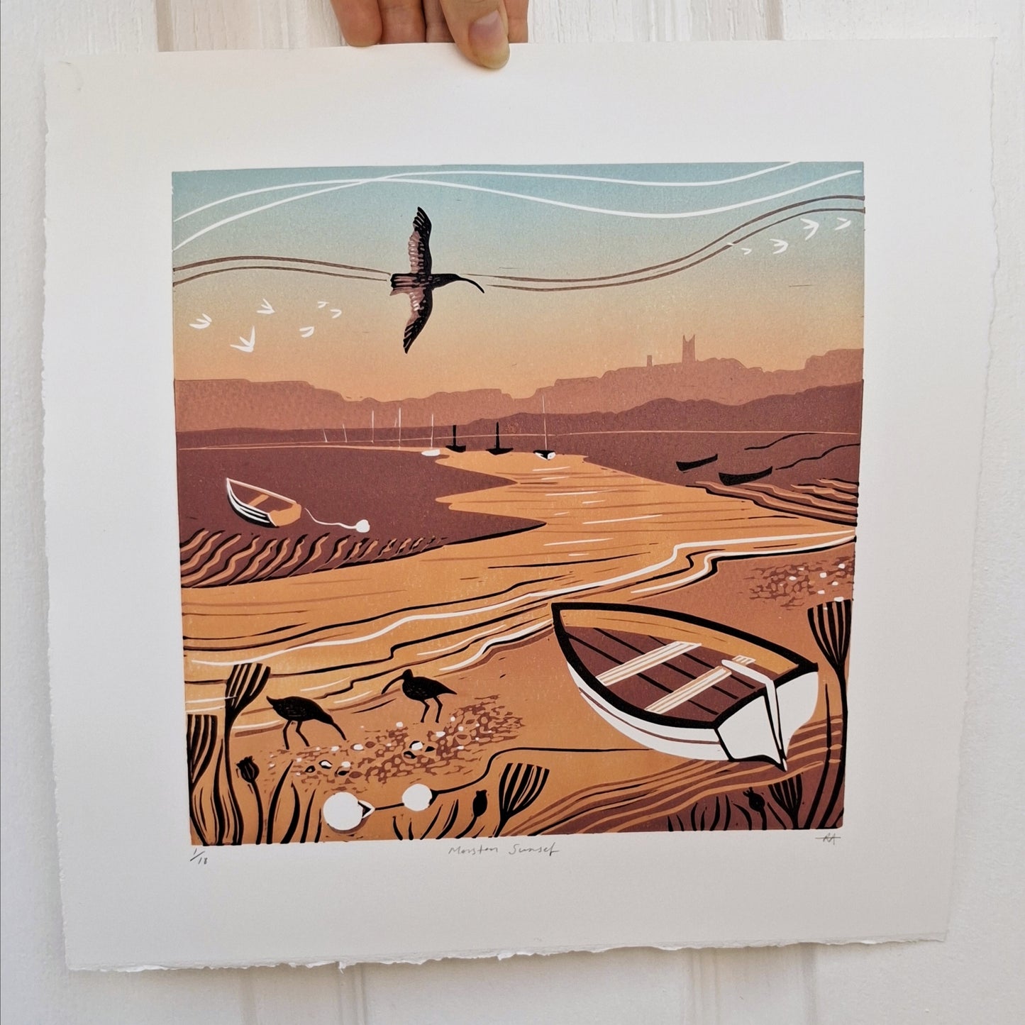 Morston Sunset - Original Lino Print
