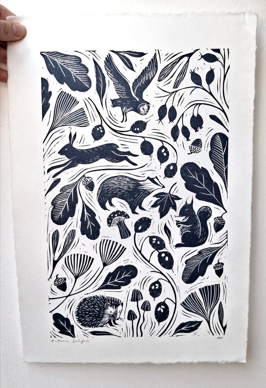 Autumn Delights - Original Lino Print