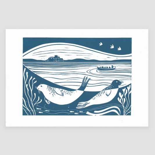 Summer Seals - Original Lino Print