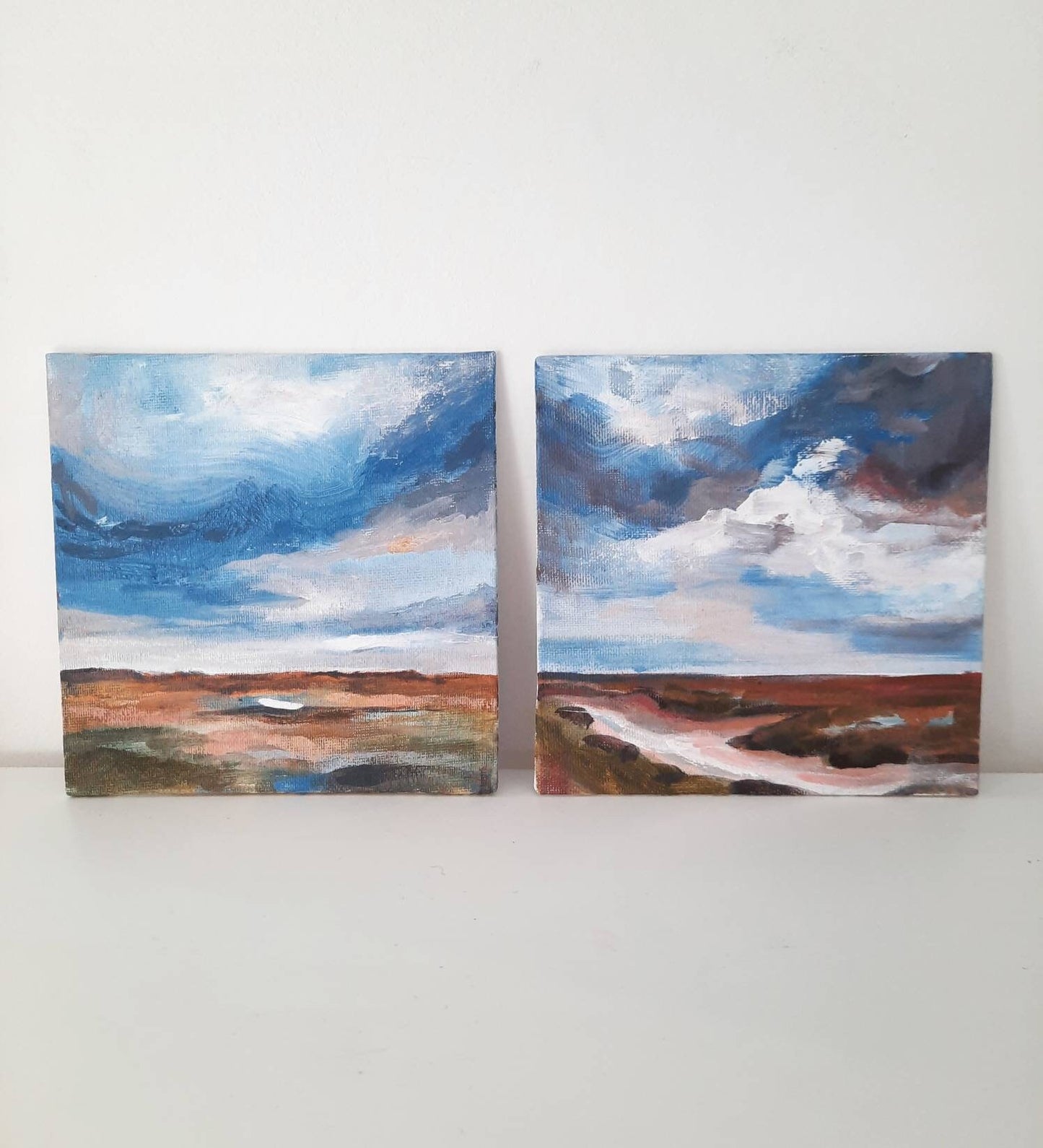Morston View I - Small oil on canvas landscape painting | Framed | Norfolk Coast | Impressionist Art