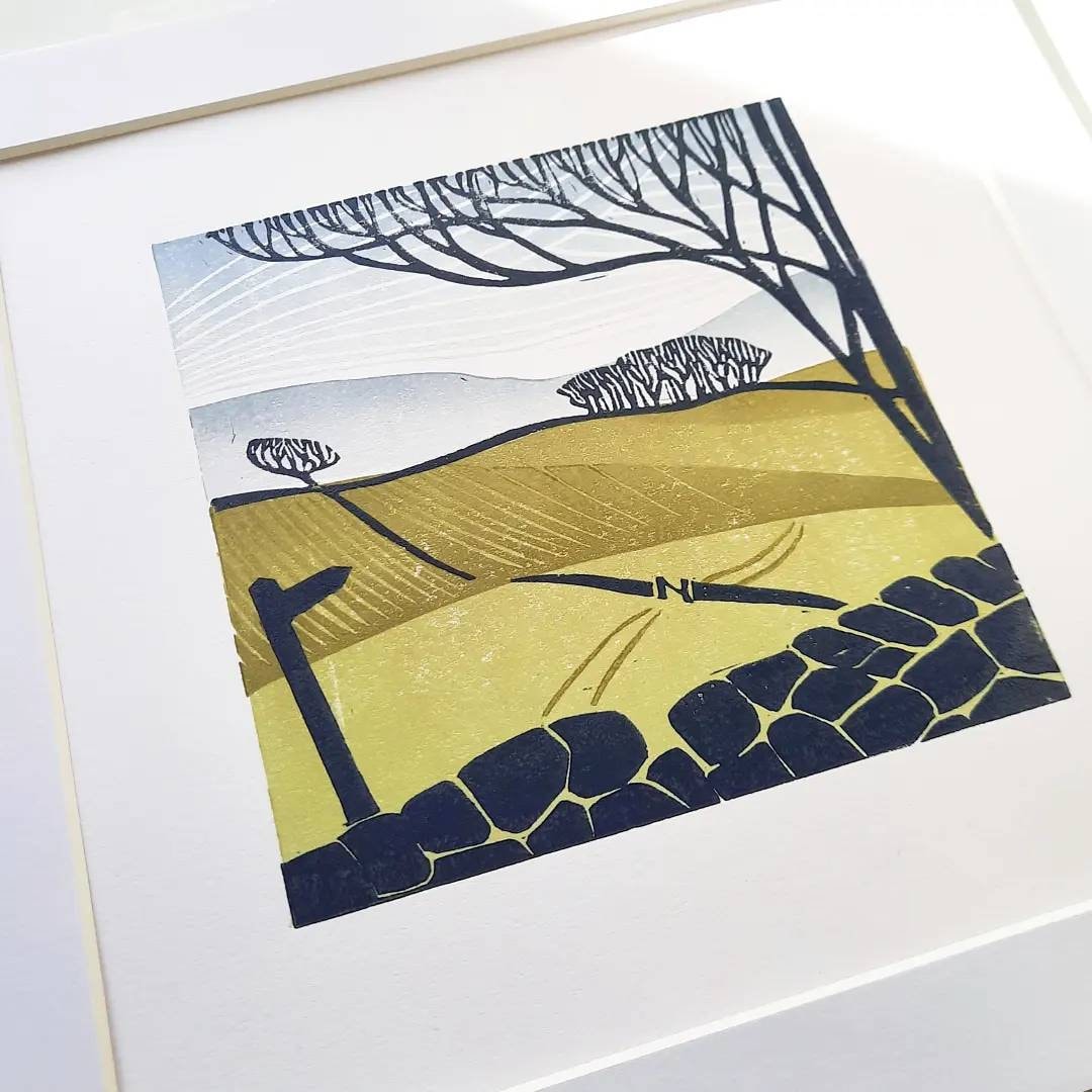 Dale Walk - Original Lino Print | Gift Idea | Yorkshire Dales | Landscape Art