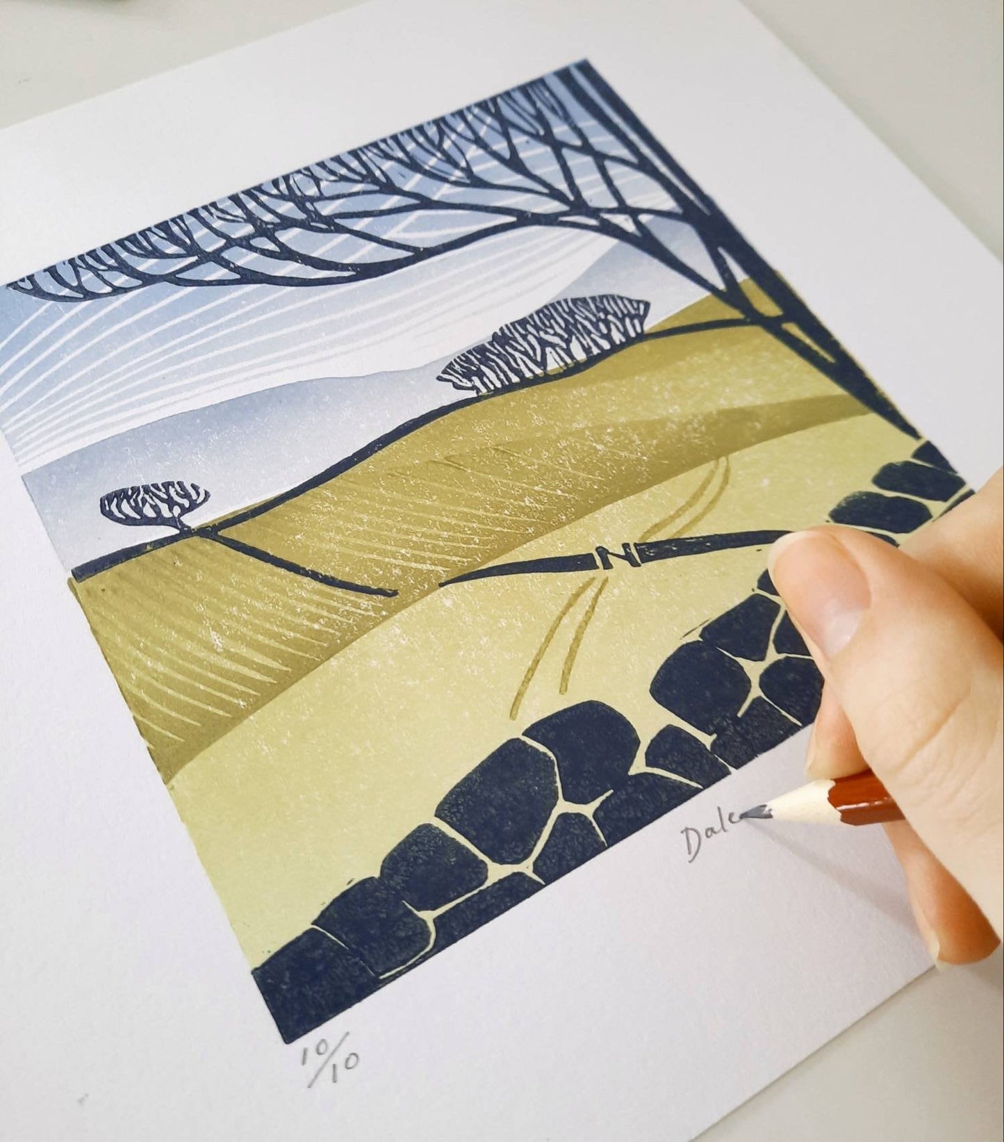Dale Walk - Original Lino Print | Gift Idea | Yorkshire Dales | Landscape Art